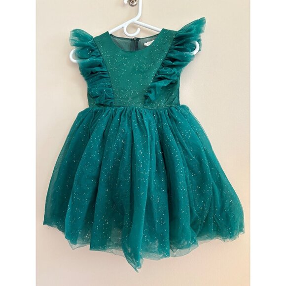 Trish Scully Girls Green Glitter Emerald Party Holiday Photoshoot Dress Size 6 - Picture 2 of 12